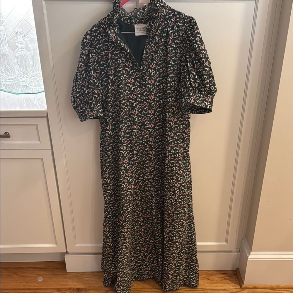 Black and Tan Puff Sleeve Mock Neck Gown